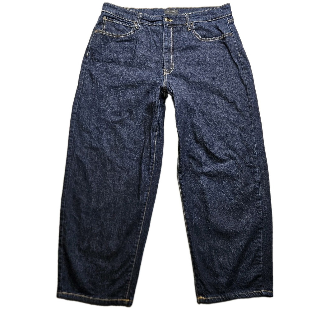 Free Assembly Women's Barrel Leg Indigo Jeans Size 16 High Rise Crop Leg 36x27